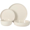 image:imageGibson Home Summit View 17Piece Porcelain Plates and Bowls Set WMetal Rack  Plates Bowls amp Mugs Dinnerware Set for 4  WhiteLinen White Serenity