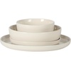 image:imageGibson Home Summit View 17Piece Porcelain Plates and Bowls Set WMetal Rack  Plates Bowls amp Mugs Dinnerware Set for 4  WhiteLinen White Serenity