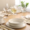image:imageGibson Home Summit View 17Piece Porcelain Plates and Bowls Set WMetal Rack  Plates Bowls amp Mugs Dinnerware Set for 4  WhiteLinen White Serenity