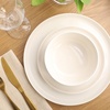 image:imageGibson Home Summit View 17Piece Porcelain Plates and Bowls Set WMetal Rack  Plates Bowls amp Mugs Dinnerware Set for 4  WhiteLinen White Serenity