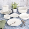 image:imageGibson Home Summit View 17Piece Porcelain Plates and Bowls Set WMetal Rack  Plates Bowls amp Mugs Dinnerware Set for 4  WhiteWhite Gracious Dining