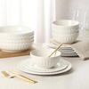 image:imageGibson Home Summit View 17Piece Porcelain Plates and Bowls Set WMetal Rack  Plates Bowls amp Mugs Dinnerware Set for 4  WhiteWhite Melbourne