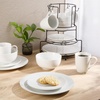 image:imageGibson Home Summit View 17Piece Porcelain Plates and Bowls Set WMetal Rack  Plates Bowls amp Mugs Dinnerware Set for 4  WhiteWhite Summit View