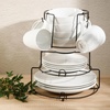 image:imageGibson Home Summit View 17Piece Porcelain Plates and Bowls Set WMetal Rack  Plates Bowls amp Mugs Dinnerware Set for 4  WhiteWhite Summit View