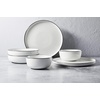 image:imageGibson Home Summit View 17Piece Porcelain Plates and Bowls Set WMetal Rack  Plates Bowls amp Mugs Dinnerware Set for 4  WhiteWhite w Black Rim Oslo