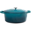 image:imageCrock Pot Artisan 7Quart Oval Dutch Oven With Lid Enameled Cast Iron Linen White With Gold Knob HeavyDuty Cookware for Baking Braising Roasting amp Slow CookingTeal Ombre