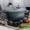 image:imageCrock Pot Artisan 7Quart Oval Dutch Oven With Lid Enameled Cast Iron Linen White With Gold Knob HeavyDuty Cookware for Baking Braising Roasting amp Slow CookingSlate Gray