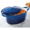 image:imageCrock Pot Artisan 7Quart Oval Dutch Oven With Lid Enameled Cast Iron Linen White With Gold Knob HeavyDuty Cookware for Baking Braising Roasting amp Slow CookingSapphire Blue