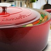 image:imageCrock Pot Artisan 7Quart Oval Dutch Oven With Lid Enameled Cast Iron Linen White With Gold Knob HeavyDuty Cookware for Baking Braising Roasting amp Slow CookingScarlet Red