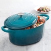 image:imageCrock Pot Artisan 7Quart Oval Dutch Oven With Lid Enameled Cast Iron Linen White With Gold Knob HeavyDuty Cookware for Baking Braising Roasting amp Slow CookingTeal Ombre