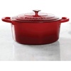 image:imageCrock Pot Artisan 7Quart Oval Dutch Oven With Lid Enameled Cast Iron Linen White With Gold Knob HeavyDuty Cookware for Baking Braising Roasting amp Slow CookingScarlet Red