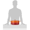 image:imageCrock Pot Artisan 7Quart Oval Dutch Oven With Lid Enameled Cast Iron Linen White With Gold Knob HeavyDuty Cookware for Baking Braising Roasting amp Slow CookingSunset Orange