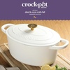 image:imageCrock Pot Artisan 7Quart Oval Dutch Oven With Lid Enameled Cast Iron Linen White With Gold Knob HeavyDuty Cookware for Baking Braising Roasting amp Slow CookingLinen White w Gold Knob