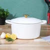 image:imageCrock Pot Artisan 7Quart Oval Dutch Oven With Lid Enameled Cast Iron Linen White With Gold Knob HeavyDuty Cookware for Baking Braising Roasting amp Slow CookingMatte Linen White w Gold Knob