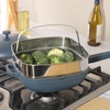 image:imageCrock Pot Northvale 53 Quart Ceramic Nonstick Saut Pan with Steamer Basket amp Lid Cast Aluminum Pan with Induction Base and SoftTouch Handle Sage GreenMatte Blue