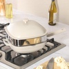 image:imageCrock Pot Northvale 53 Quart Ceramic Nonstick Saut Pan with Steamer Basket amp Lid Cast Aluminum Pan with Induction Base and SoftTouch Handle Sage GreenMatte Linen White