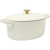 image:imageCrock Pot Artisan 7Quart Oval Dutch Oven With Lid Enameled Cast Iron Linen White With Gold Knob HeavyDuty Cookware for Baking Braising Roasting amp Slow CookingLinen White w Gold Knob