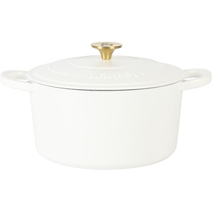 image:imageCrock Pot Artisan 7Quart Oval Dutch Oven With Lid Enameled Cast Iron Linen White With Gold Knob HeavyDuty Cookware for Baking Braising Roasting amp Slow CookingMatte Linen White w Gold Knob