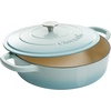 image:imageCrock Pot Artisan 5Quart Enameled Cast Iron Braiser Pan With Oven Safe Borosilicate Glass Lid Everyday Covered Skillet for Searing Roasting and Baking RedAqua