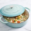 image:imageCrock Pot Artisan 5Quart Enameled Cast Iron Braiser Pan With Oven Safe Borosilicate Glass Lid Everyday Covered Skillet for Searing Roasting and Baking RedAqua
