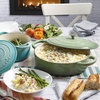 image:imageCrock Pot Artisan 5Quart Enameled Cast Iron Braiser Pan With Oven Safe Borosilicate Glass Lid Everyday Covered Skillet for Searing Roasting and Baking RedPistachio