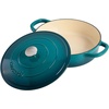 image:imageCrock Pot Artisan 5Quart Enameled Cast Iron Braiser Pan With Oven Safe Borosilicate Glass Lid Everyday Covered Skillet for Searing Roasting and Baking RedTeal Ombre