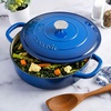 image:imageCrock Pot Artisan 5Quart Enameled Cast Iron Braiser Pan With Oven Safe Borosilicate Glass Lid Everyday Covered Skillet for Searing Roasting and Baking RedSapphire Blue