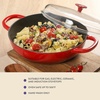 image:imageCrock Pot Artisan 5Quart Enameled Cast Iron Braiser Pan With Oven Safe Borosilicate Glass Lid Everyday Covered Skillet for Searing Roasting and Baking RedRed w Glass Lid
