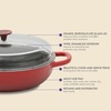 image:imageCrock Pot Artisan 5Quart Enameled Cast Iron Braiser Pan With Oven Safe Borosilicate Glass Lid Everyday Covered Skillet for Searing Roasting and Baking RedRed w Glass Lid