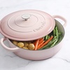 image:imageCrock Pot Artisan 5Quart Enameled Cast Iron Braiser Pan With Oven Safe Borosilicate Glass Lid Everyday Covered Skillet for Searing Roasting and Baking RedBlush Pink