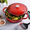 image:imageCrock Pot Artisan 5Quart Enameled Cast Iron Braiser Pan With Oven Safe Borosilicate Glass Lid Everyday Covered Skillet for Searing Roasting and Baking RedScarlet Red