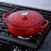 image:imageCrock Pot Artisan 5Quart Enameled Cast Iron Braiser Pan With Oven Safe Borosilicate Glass Lid Everyday Covered Skillet for Searing Roasting and Baking RedScarlet Red