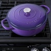 image:imageCrock Pot Artisan 5Quart Enameled Cast Iron Braiser Pan With Oven Safe Borosilicate Glass Lid Everyday Covered Skillet for Searing Roasting and Baking RedLavender Purple