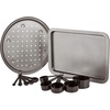 image:imageGibson Home 95 Piece Kitchen in a Box Pots and Pans Cookware Plates and Bowls Dinnerware Cutlery Knife Block Flatware Utensils Tools amp Gadgets Storage Glasses SetBlack 59pc