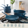 image:imageGibson Home 95 Piece Kitchen in a Box Pots and Pans Cookware Plates and Bowls Dinnerware Cutlery Knife Block Flatware Utensils Tools amp Gadgets Storage Glasses SetBlue 7pc