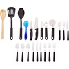 image:imageGibson Home 95 Piece Kitchen in a Box Pots and Pans Cookware Plates and Bowls Dinnerware Cutlery Knife Block Flatware Utensils Tools amp Gadgets Storage Glasses SetBlack 59pc
