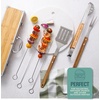 image:imageGibson Home Barbeque Pro 8Piece BBQ Tool Set with Acacia Wood Handles and Aluminum Storage Case  Grill Accessories KitStainless Steel w Acacia Wood 8Piece Set