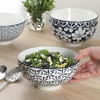 image:imageGibson Home Castle Way 4Piece Large Serving Bowl Set 8 Inch Round Stoneware Bowls Blue amp White Assorted Pattern Decorative Everyday UseAssorted BlueWhite Pattern Castle Way