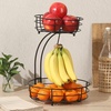 image:imageGibson Home Harvest Season TwoTier Fruit Basket with Banana Hanger  Black Metal Countertop Produce Stand  Kitchen Storage Organizer for Apples Oranges Bananas  Durable Iron Wire FrameBlack