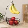 image:imageGibson Home Harvest Season TwoTier Fruit Basket with Banana Hanger  Black Metal Countertop Produce Stand  Kitchen Storage Organizer for Apples Oranges Bananas  Durable Iron Wire FrameBlack w Rubber Wood Base