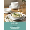image:imageGibson Home Lindendale 16 Piece Porcelain Ceramic Plates and Bowls Dishes Scratch and Chip Resistant Service for 4 Dinnerware Set  WhiteLindendale White