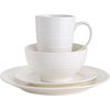 image:imageGibson Home Lindendale 16 Piece Porcelain Ceramic Plates and Bowls Dishes Scratch and Chip Resistant Service for 4 Dinnerware Set  WhiteWhite Embossed  Amelia Court