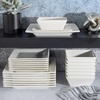 image:imageGibson Home Lindendale 16 Piece Porcelain Ceramic Plates and Bowls Dishes Scratch and Chip Resistant Service for 4 Dinnerware Set  WhiteWhite Hard Square