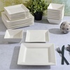 image:imageGibson Home Lindendale 16 Piece Porcelain Ceramic Plates and Bowls Dishes Scratch and Chip Resistant Service for 4 Dinnerware Set  WhiteWhite Hard Square