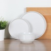 image:imageGibson Home Lindendale 16 Piece Porcelain Ceramic Plates and Bowls Dishes Scratch and Chip Resistant Service for 4 Dinnerware Set  WhiteWhite Round  18pcs