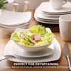 image:imageGibson Home Lindendale 16 Piece Porcelain Ceramic Plates and Bowls Dishes Scratch and Chip Resistant Service for 4 Dinnerware Set  WhiteZen Buffet White