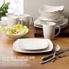 image:imageGibson Home Lindendale 16 Piece Porcelain Ceramic Plates and Bowls Dishes Scratch and Chip Resistant Service for 4 Dinnerware Set  WhiteZen Buffet White