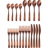 image:imageGibson Home Ravidia Black Heavy Gauge Flatware Cutlery Silverware Set 20 Pieces Stainless Steel Colorful Utensils Tableware Set Service for 4Hulton Copper Polish
