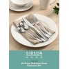 image:imageGibson Home Ravidia Black Heavy Gauge Flatware Cutlery Silverware Set 20 Pieces Stainless Steel Colorful Utensils Tableware Set Service for 4Hulton Silver Polish