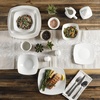 image:imageGibson Home Rothernberg Plates and Bowls 18 Piece Porcelain White Dinnerware Set WBlack Rim  Stackable Dishes  Microwave amp Dishwasher SafeWhite